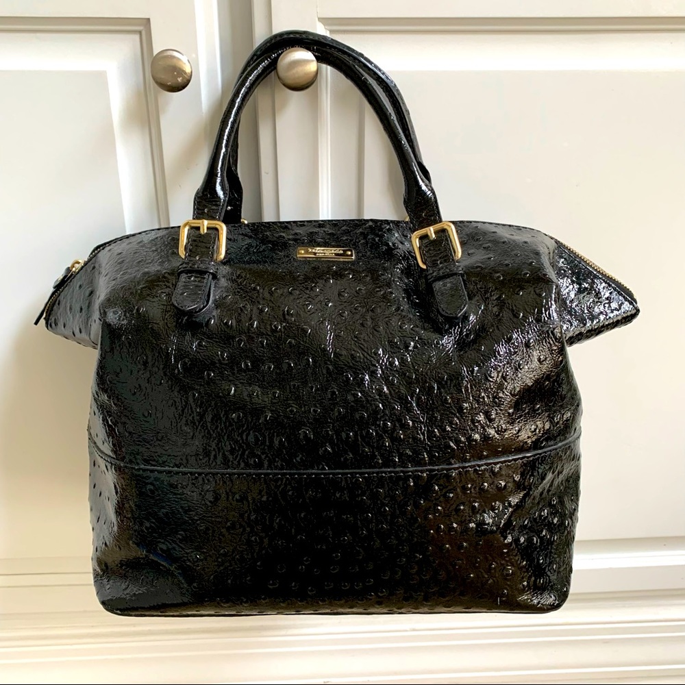 ♠️ KATE SPADE ♠️ OSTRICH-EMBOSSED PATENT LEATHER PORTALA VALLEY BLAINE SATCHEL